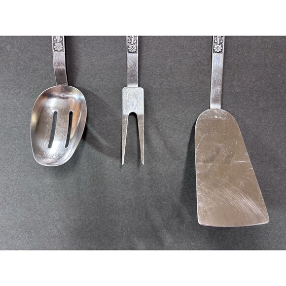 Interpur Stainless FLORENZ 8 PETAL Slotted Spoon Meat Fork Spatula Long Handle - Picture 3 of 8